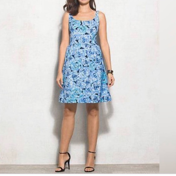 Luxe by Carmen Valvo Blue Rose Dress Size 14 - Picture 4 of 4